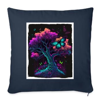 Tree Butterflies Abstract Nature Forest Grunge - Sofa pillowcase 17,3'' x 17,3'' (45 x 45 cm) - navy - Front
