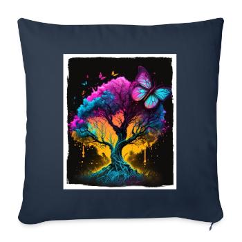 Tree Butterflies Abstract Nature Forest Grunge - Sofa pillowcase 17,3'' x 17,3'' (45 x 45 cm) - navy - Front