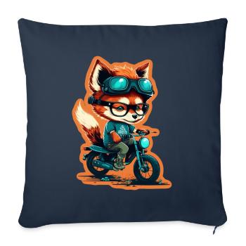 Cute Fox With Glasses Bike Bike Moped Scooter - Sofa pillowcase 17,3'' x 17,3'' (45 x 45 cm) - navy - Front