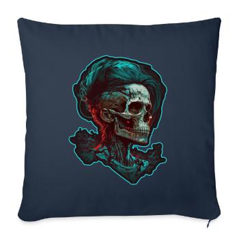 Böse Alte Frau Horror Skelett Dämon Bikerin - Sofakissenbezug 45 x 45 cm - Navy - Vorne