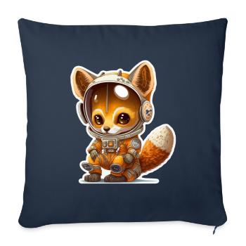 Mignon Fox Space Astronaute Planète Espace - Housse de coussin décorative 45 x 45 cm - bleu marine - Devant