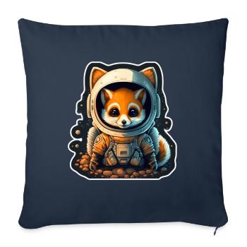 Mignon Fox Space Astronaute Planète Espace - Housse de coussin décorative 45 x 45 cm - bleu marine - Devant