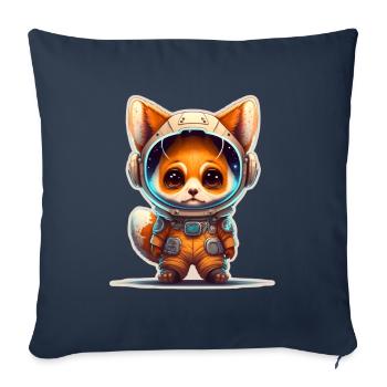 Mignon Fox Space Astronaute Planète Espace - Housse de coussin décorative 45 x 45 cm - bleu marine - Devant