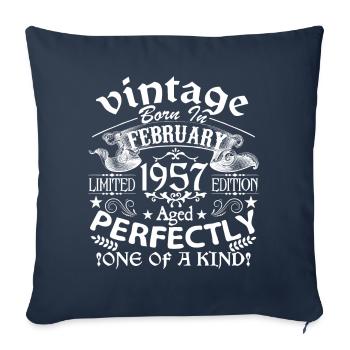 Février 1957 | anniversaire 1957 Vintage Février - Housse de coussin décorative 45 x 45 cm - bleu marine - Devant