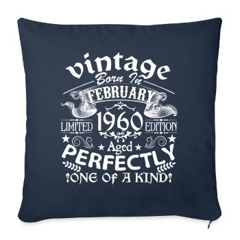 Février 1960 | anniversaire 1960 Vintage Février - Housse de coussin décorative 45 x 45 cm - bleu marine - Devant