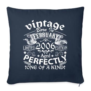 Février 2006 | anniversaire 2006 Vintage Février - Housse de coussin décorative 45 x 45 cm - bleu marine - Devant