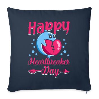 Happy Heartbreaker Day Dolphin Meme de la Saint-Valentin - Housse de coussin décorative 45 x 45 cm - bleu marine - Devant