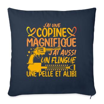 Copine Magnifique Humour Couple ma copine amour !! - Housse de coussin décorative 45 x 45 cm - bleu marine - Devant