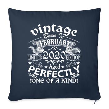 February 2020 | anniversary 2020 Vintage February - Sofa pillowcase 17,3'' x 17,3'' (45 x 45 cm) - navy - Front