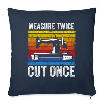 Mesurer deux fois coupé une fois la courtepointe de la machine à coudre - Housse de coussin décorative 45 x 45 cm - bleu marine - Devant