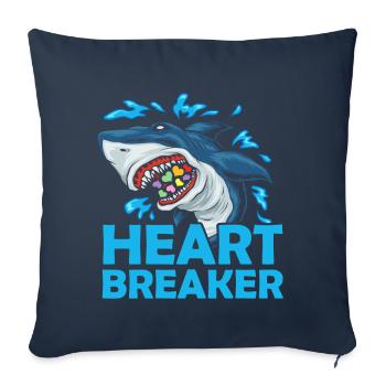 Heartbreaker Shark Anti-Saint-Valentin Célébration en solo - Housse de coussin décorative 45 x 45 cm - bleu marine - Devant