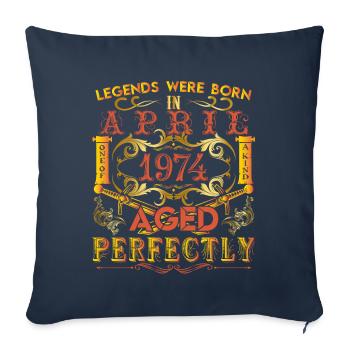 1974 Avril - anniversaire 1974 légendes Avril - Housse de coussin décorative 45 x 45 cm - bleu marine - Devant