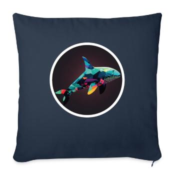 Whale Orca Polygon Geometric Underwater World Ocean - Sofa pillowcase 17,3'' x 17,3'' (45 x 45 cm) - navy - Front