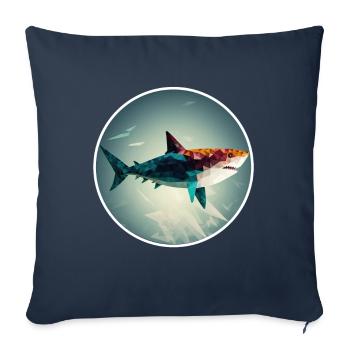 Shark Orca Polygon Geometric Underwater World Ocean - Sofa pillowcase 17,3'' x 17,3'' (45 x 45 cm) - navy - Front