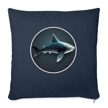 Shark Orca Polygon Geometric Underwater World Ocean - Sofa pillowcase 17,3'' x 17,3'' (45 x 45 cm) - navy - Front