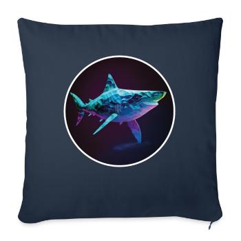 Shark Orca Polygon Geometric Underwater World Ocean - Sofa pillowcase 17,3'' x 17,3'' (45 x 45 cm) - navy - Front