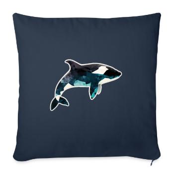 Whale Orca Polygon Geometric Underwater World Ocean - Sofa pillowcase 17,3'' x 17,3'' (45 x 45 cm) - navy - Front