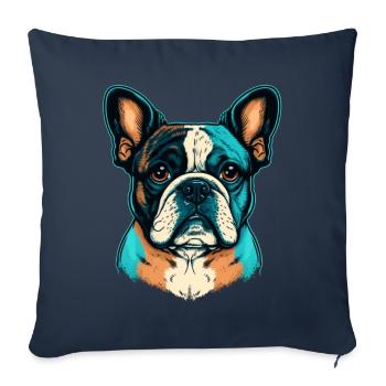 Süße französische Bulldogge in abstrakten Farben - Sofakissenbezug 45 x 45 cm - Navy - Vorne
