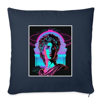 Vaporwave Mythologie grecque Dieu Neon Olympus - Housse de coussin décorative 45 x 45 cm - bleu marine - Devant