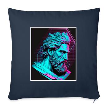 Vaporwave Mythologie grecque Dieu Neon Olympus - Housse de coussin décorative 45 x 45 cm - bleu marine - Devant