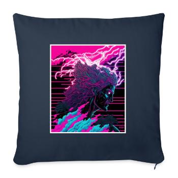 Vaporwave Mythologie grecque Dieu Neon Olympus - Housse de coussin décorative 45 x 45 cm - bleu marine - Devant