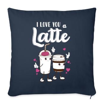 Je t’aime un latte - Housse de coussin décorative 45 x 45 cm - bleu marine - Devant
