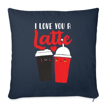 Je t’aime un latte - Housse de coussin décorative 45 x 45 cm - bleu marine - Devant