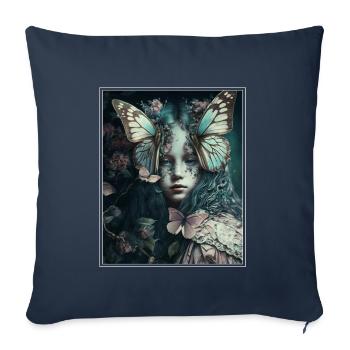 Cottagecore Fairy Fairy Forest Flowers Butterfly - Sofa pillowcase 17,3'' x 17,3'' (45 x 45 cm) - navy - Front