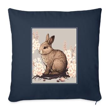 Rabbit Rabbit Cherry Blossom Japan Japanese - Sofa pillowcase 17,3'' x 17,3'' (45 x 45 cm) - navy - Front