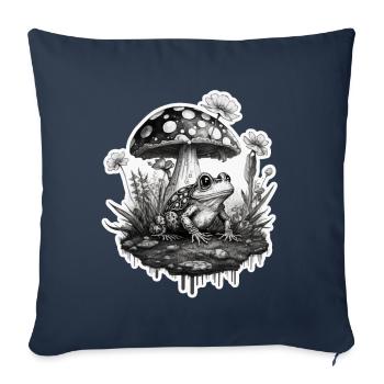 Cottagecore Garden Nature Frog Mushrooms Forest Plant - Sofa pillowcase 17,3'' x 17,3'' (45 x 45 cm) - navy - Front