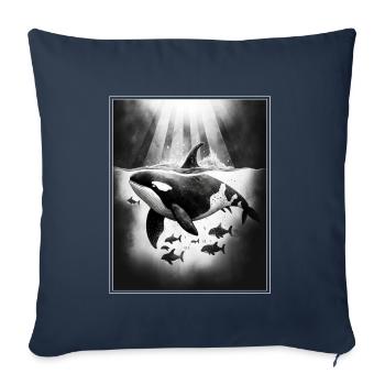 Baleine Orque Biologie marine Protection de l’environnement Conservation des espèces - Housse de coussin décorative 45 x 45 cm - bleu marine - Devant