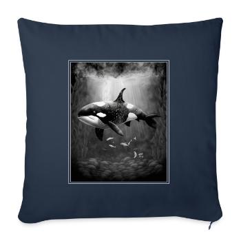 Baleine Orque Biologie marine Protection de l’environnement Conservation des espèces - Housse de coussin décorative 45 x 45 cm - bleu marine - Devant