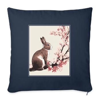 Rabbit Rabbit Cherry Blossom Japan Japanese - Sofa pillowcase 17,3'' x 17,3'' (45 x 45 cm) - navy - Front