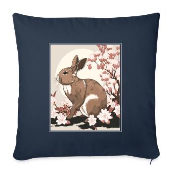 Rabbit Rabbit Cherry Blossom Japan Japanese - Sofa pillowcase 17,3'' x 17,3'' (45 x 45 cm) - navy - Front