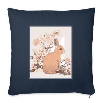 Rabbit Rabbit Cherry Blossom Japan Japanese - Sofa pillowcase 17,3'' x 17,3'' (45 x 45 cm) - navy - Front