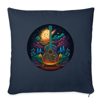 Cottagecore Acoustic Guitar Moon Star Flower - Sofa pillowcase 17,3'' x 17,3'' (45 x 45 cm) - navy - Front