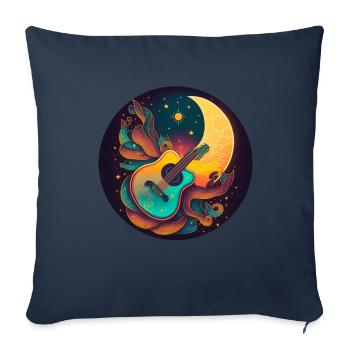 Cottagecore Acoustic Guitar Moon Star Flower - Sofa pillowcase 17,3'' x 17,3'' (45 x 45 cm) - navy - Front