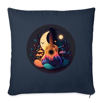 Cottagecore Acoustic Guitar Moon Star Flower - Sofa pillowcase 17,3'' x 17,3'' (45 x 45 cm) - navy - Front