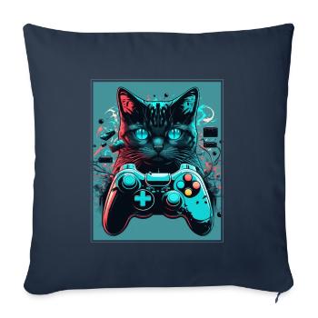 Cats and Gaming Cat Kitten Controller Gaming - Sofa pillowcase 17,3'' x 17,3'' (45 x 45 cm) - navy - Front