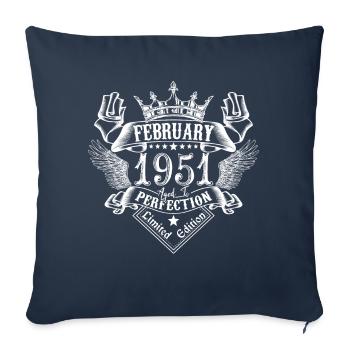Février 1951 | Février 1951 anniversaire 1951 - Housse de coussin décorative 45 x 45 cm - bleu marine - Devant