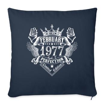 Février 1977 | Février 1977 anniversaire 1977 - Housse de coussin décorative 45 x 45 cm - bleu marine - Devant
