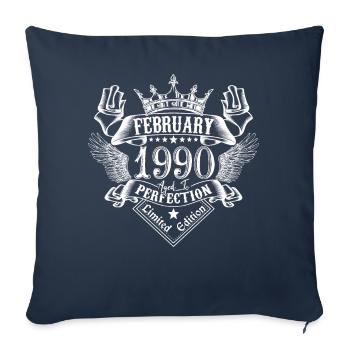Février 1990 | Février 1990 anniversaire 1990 - Housse de coussin décorative 45 x 45 cm - bleu marine - Devant