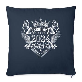 Février 2024 | Février 2024 anniversaire 2024 - Housse de coussin décorative 45 x 45 cm - bleu marine - Devant