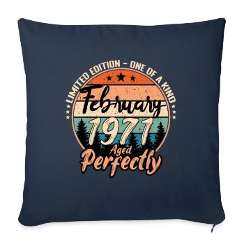 Février 1971 anniversaire 1971 légendes Février - Housse de coussin décorative 45 x 45 cm - bleu marine - Devant
