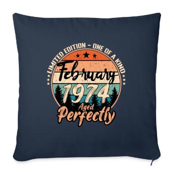 Février 1974 anniversaire 1974 légendes Février - Housse de coussin décorative 45 x 45 cm - bleu marine - Devant