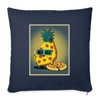 Pizza Pineapple Hawaii Summer Fast Food Tomatoes - Sofa pillowcase 17,3'' x 17,3'' (45 x 45 cm) - navy - Front