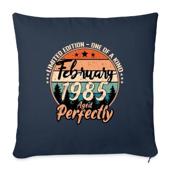 Février 1985 anniversaire 1985 légendes Février - Housse de coussin décorative 45 x 45 cm - bleu marine - Devant