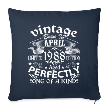 Avril 1988 | anniversaire 1988 Vintage Avril - Housse de coussin décorative 45 x 45 cm - bleu marine - Devant