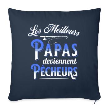 Pêche Cadeau pour Pêcheur Sport Citation Humour - Housse de coussin décorative 45 x 45 cm - bleu marine - Devant