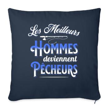 Pêche Cadeau pour Pêcheur Sport Citation Humour - Housse de coussin décorative 45 x 45 cm - bleu marine - Devant